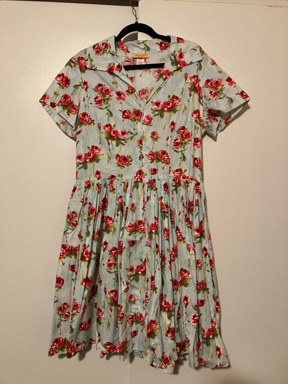 2X NWOT drive-in dress in long-stem roses